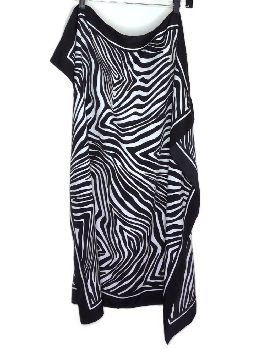 Vintage Avon Animal Print Scarf Large Square Black & White Zebra Y2K Silky 34X34
